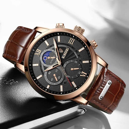 Lige Watch with Leather Strap 
