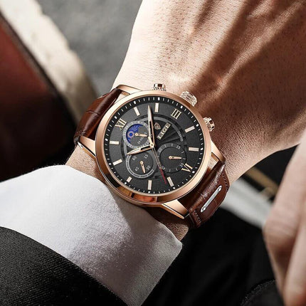 Lige Watch with Leather Strap 