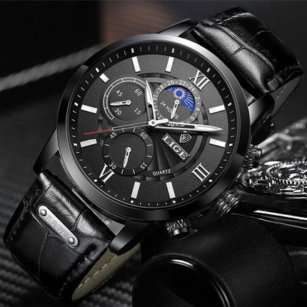 Lige Watch with Leather Strap 